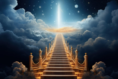 Luminous Stairway heaven. God fantasy light. Generate Aiの素材