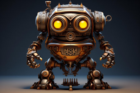 Victorian Steampunk small cute robot. Power science. Generate Aiの素材