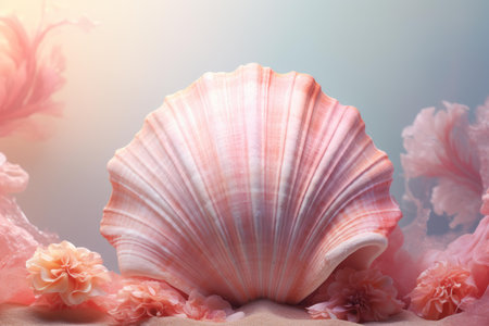 Vibrant Shell mockup background. Tropical nature. Generate Aiの素材
