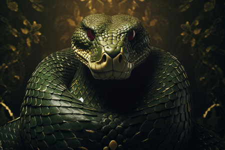 Cold-blooded Snake reptile mockup. Venom space. Generate Aiの素材