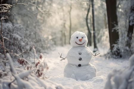 Captivating Snowman winter forest art. Scene nature. Generate Aiの素材