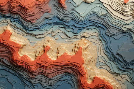 Geographical Topographic height map. Terrain model. Generate Aiの素材