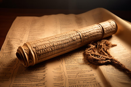 Torah papyrus background. Scroll jewish. Generate Aiの素材