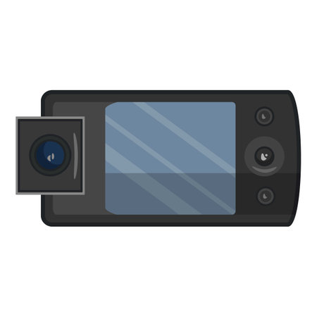 Vector illustration of a sleek black dashboard camera isolated on a white backgroundのイラスト素材