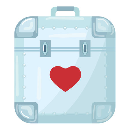 A charming illustration of a suitcase with a vibrant red heart, symbolizing love for travelのイラスト素材