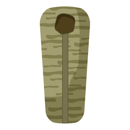Vibrant vector graphic of a camouflage sleeping bag, perfect for outdoor and adventure themesのイラスト素材