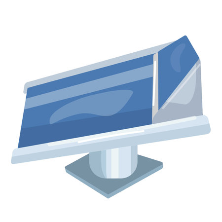 Illustration of a sleek, widescreen computer monitor with a blue screen, isolated on whiteのイラスト素材