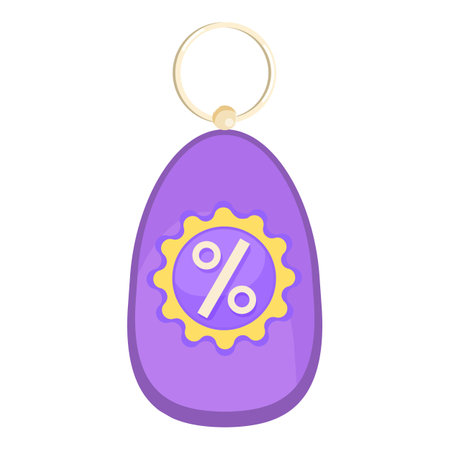 Vibrant vector illustration of a purple keychain with a discount symbol, suitable for sales promotionsのイラスト素材