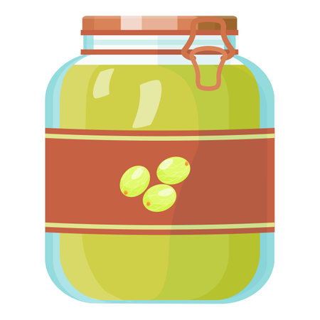 Colorful vector illustration of a sealed jar of pickled cucumbers, perfect for foodrelated designsのイラスト素材