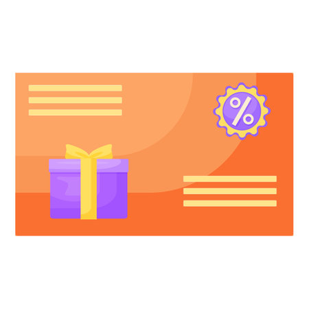 Vibrant vector illustration of a gift card with a present and discount symbol, suitable for sales promotionsのイラスト素材