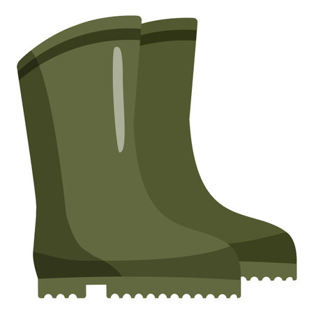 Vector illustration of a pair of green rubber boots for rainy weatherのイラスト素材