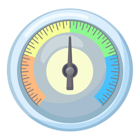 Illustration of a stylish circular gauge with the needle pointing to the optimal rangeのイラスト素材