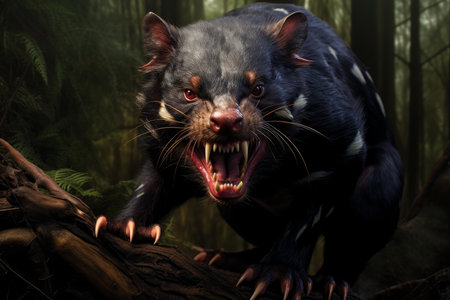 Nocturnal Tasmanian devil animal jungle. Nature wild animal australia nature. Generate Aiの素材