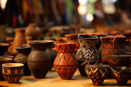 Artisanal Street craft market seller. Art traditional travel shop market. Generate aiの素材