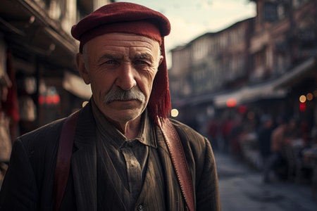 Bustling Turk person turkish city. Islam turk. Generate Aiの素材