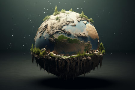 Discover the enchanted miniature world concept: a fantasy planet of miniature trees. Floating islands. And lush forests. Imagined in a detailed. Mysticalの素材