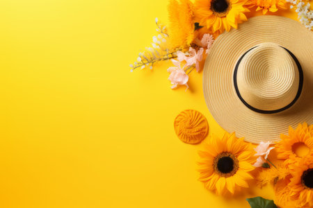 Inviting Summer yellow banner space. Chair light. Generate AIの素材