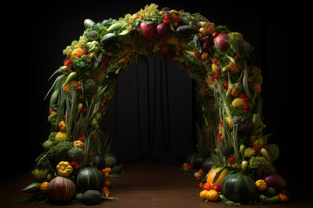 Perplexing Surreal vegetable arch. Field landscape. Generate AIの素材
