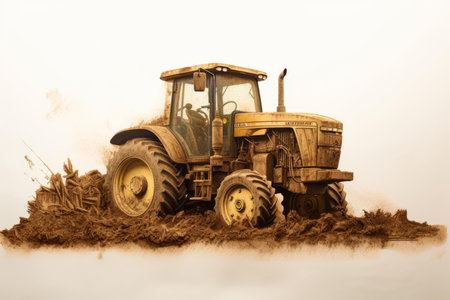 Robust Tractor soil farm seed. Plant industry. Generate AIの素材