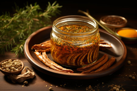 Pungent Tasty pickled anchovies spices. Dish tasty table meal healthy. Generate AIの素材