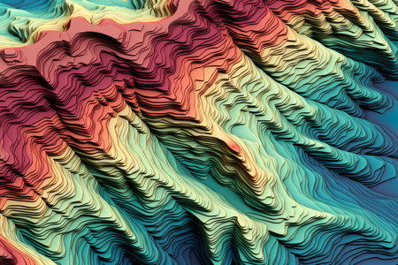 Topological topographic height map. Terrain model. Generate AIの素材