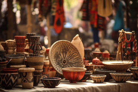 Engaging Street craft market seller. Art traditional travel shop market. Generate aiの素材