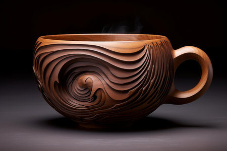 Eco-friendly Tea wooden cup. Food tasty fresh. Generate AIの素材