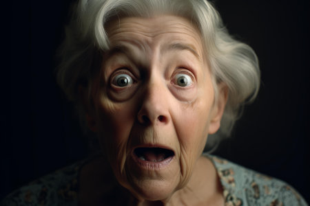 Flabbergasted Surprised shock old woman. Shame senior. Generate Aiの素材