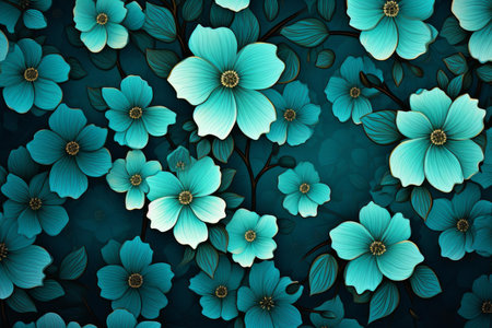 Fragrant Teal flowers bush. Leaf spring beauty. Generate Aiの素材