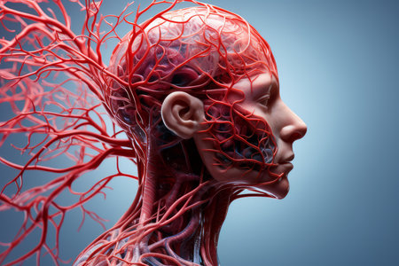 Elaborate Blood vessels human brain vein system. Flow health. Generate Aiの素材