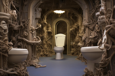 Sparkling Toilet bowl bathroom clean. Water interior. Generate Aiの素材