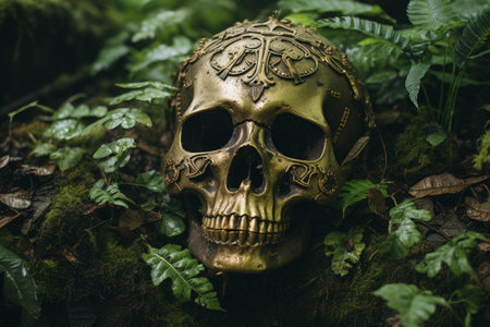Ominous Tomb skull. Grave cave peru. Generate Aiの素材