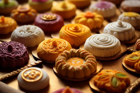 Ornamental Traditional indian sweet decorations. Sweet dessert mithai holi lamp. Generate Aiの素材