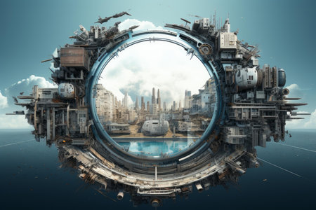 Sophisticated Technological industry circle. Computer chip. Generate Aiの素材