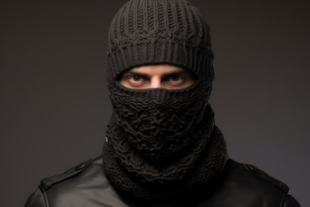 Mysterious Thief ski mask face. Stealing night. Generate Aiの素材