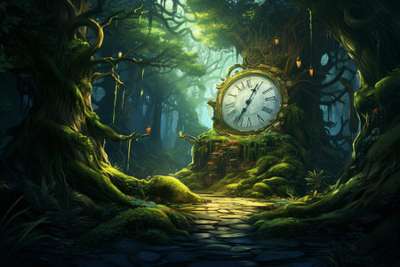 Cyclical Time concept clock alarm. Old party. Generate Aiの素材