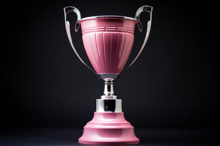 A 3d-rendered image of a shiny pink trophy, symbolizing achievement and successの素材