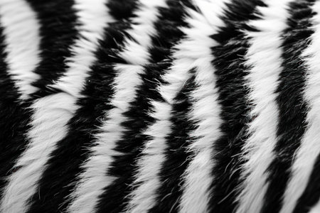 Close-up of black and white animal fur, creating a natural abstract patternの素材