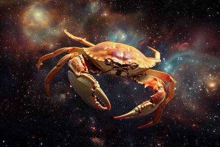 Majestic crab nebula concept in space with cosmic stars and universe. Astrology. Zodiac. Cancer constellation. Astronomy. Galaxy. Celestial. Fantasy. Digital art. Sci-fi. Science fiction. Interstellarの素材