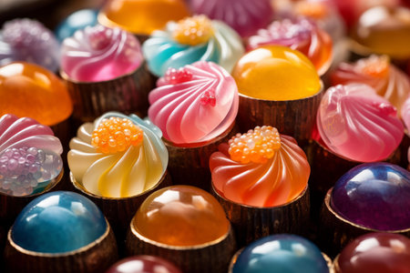 Tantalizing Thai candies flower dessert. Food love colorful candy snack. Generate Aiの素材