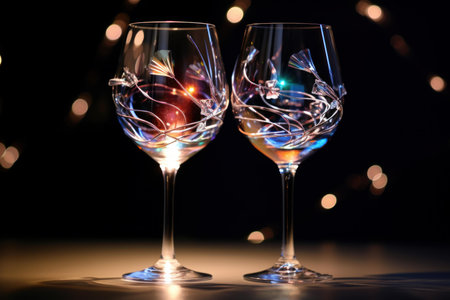 Polished Two glasses sparkle. Glass toast. Generate Aiの素材