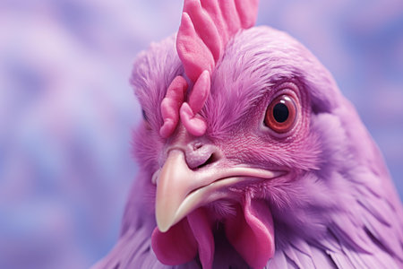 Detailed macro shot capturing the unique features of a lavender-hued chickenの素材