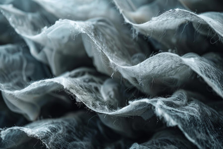 Scary cobwebs are filling the frame in this extreme closeup image perfect for halloween projectsの素材