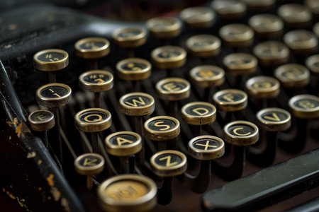 Closeup of keys on old typewriter showing letter sの素材