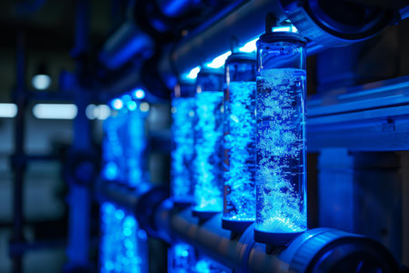 Water purification system filtering water in a laboratory using ultraviolet sterilizationの素材