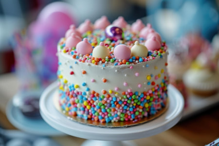 Creamy Birthday cake. Party celebration. Generate Aiの素材