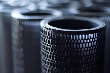 Closeup of an industrial air filter mesh showing the honeycomb pattern of holesの素材