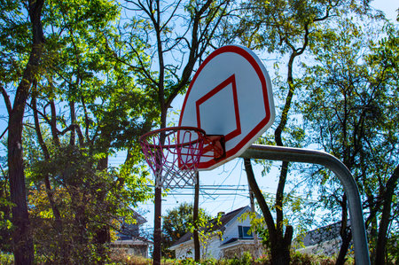 Basketball hoop in the park. The concept of sports and recreation.の写真素材