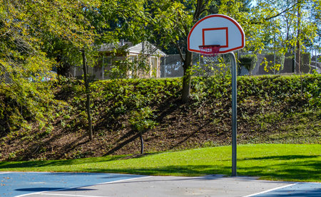 Basketball court in a residential area in the city of Toronto, Canadaの写真素材