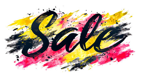 Sale banner. Hand drawn lettering design. Vector illustration.の素材